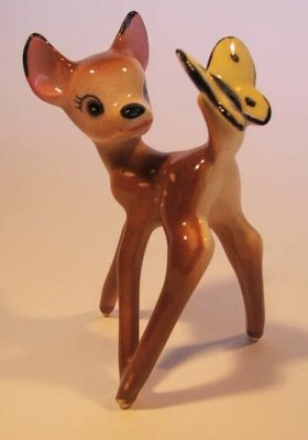 Bambi with yellow butterfly - miniature (Shaw)