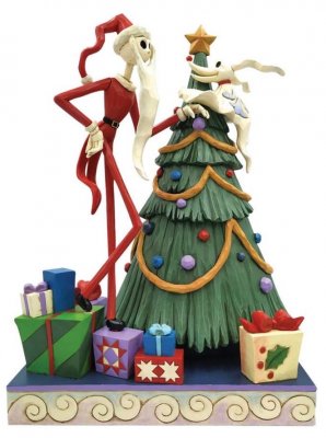 'Decking the Halls' - Santa Jack Skellington and Zero figurine (Jim Shore Disney Traditions)