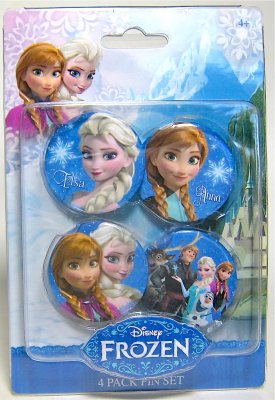 Set of four Anna and Elsa buttons (from Disney 'Frozen')