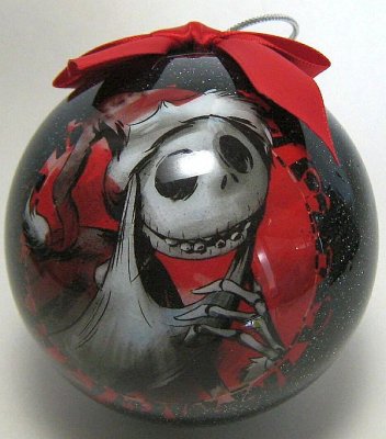 Santa Jack Skellington decoupage ornament backed with 