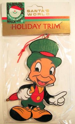 Jiminy Cricket wooden ornament