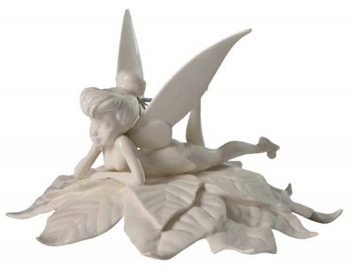 'Delicate Daydreamer' - Tinker Bell on poinsettia figurine (whiteware version) (Walt Disney Classics Collection - WDCC)