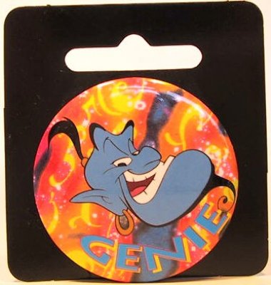Genie grinning small button