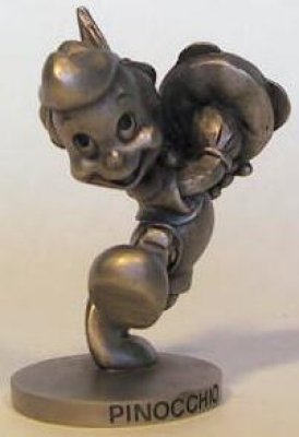 Pinocchio playing the tamborine pewter figure