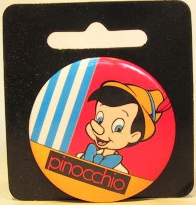 Pinocchio small Disney button (striped)
