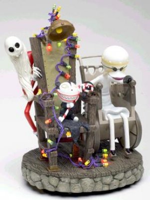 Disney Santa Jack, Dr. Finklestein and Scary Teddy in electric chair figure
