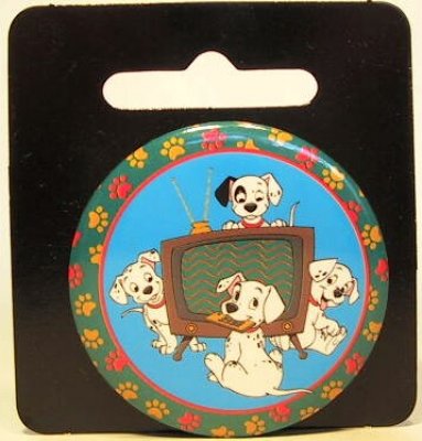 4 Dalmatian puppies watching television small button