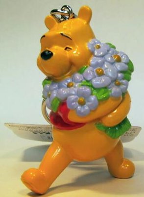 Winnie the Pooh with flowers PVC keychain