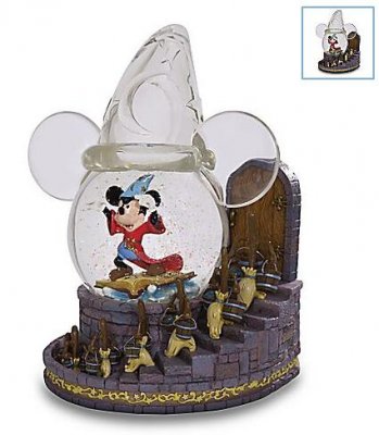 Sorcerer's Apprentice Mickey Mouse and brooms light-up musical snowglobe