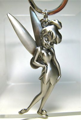 Tinker Bell with one hand on her hip pewter keychain