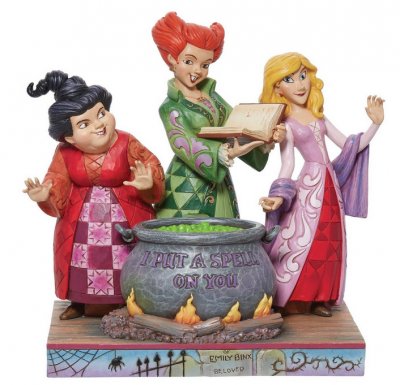 'I Put a Spell on You' - Hocus Pocus Sanderson sisters with cauldron figurine (Jim Shore Disney Traditions)