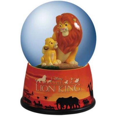 Mufasa and Simba Lion King musical snowglobe