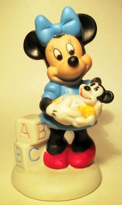 Minnie Mouse figure, with baby Mickey Mouse doll