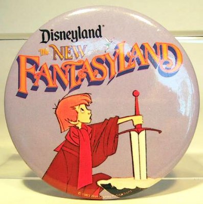 Disneyland's New Fantasyland button, featuring Arthur (aka Wart)