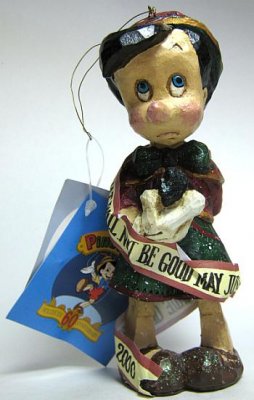 Pinocchio wearing sash 60th anniversary Disney ornament