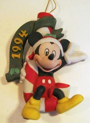 Mickey Mouse on Candy Cane 1994 ornament