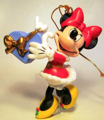 Minnie Mouse with heart-shaped box of chocolates ornament