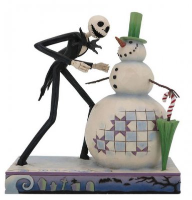 'A Snowy Discovery' - Jack Skellington with snowman figurine (2023) (Jim Shore Disney Traditions)