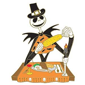 Jack Skellington as a Pilgrim eating corn at Thanksgiving pin