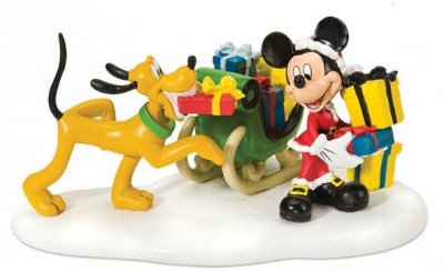 Mickey and Pluto loading the sleigh (Department 56)