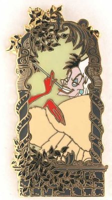 Cruella de Vil in flower frame pin