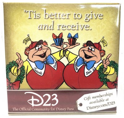 'Tis better to give and receive' - Tweedledee and Tweedledum D23 Disney square button