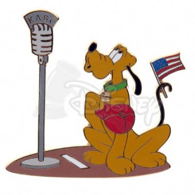 Pluto singing the Star Spangled Banner at the baseball pin