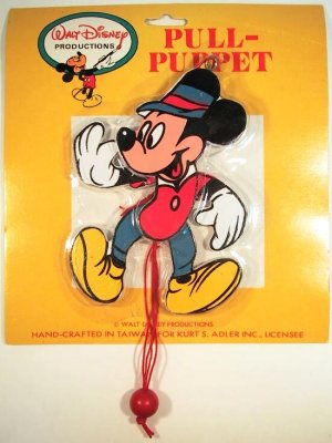 Mickey Mouse pull puppet wooden ornament