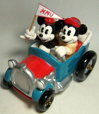 Mickey Mouse and Minnie Mouse in jalopy musical figure