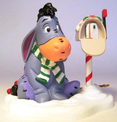 Eeyore at his letterbox ornament (Grolier)
