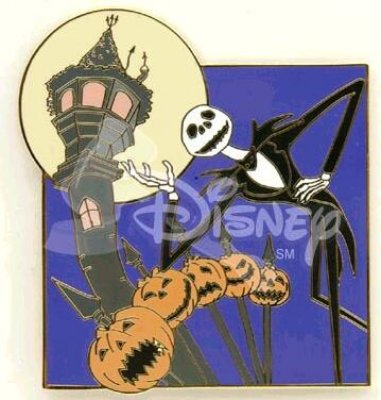 Jack Skellington house and pumpkins Disney pin