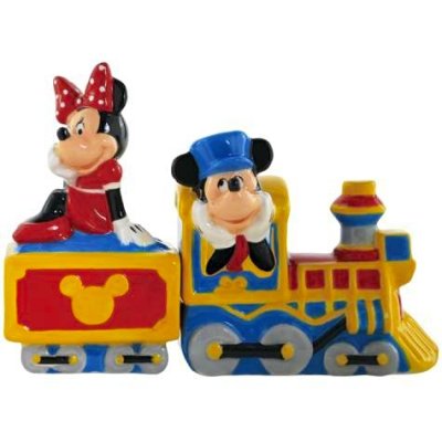 Mickey & Minnie Mouse on train magnetized salt & pepper shaker set