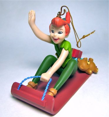 Peter Pan on sled ornament (Grolier)