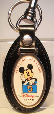 Disney Store Japan 5th anniversary keychain, featuring Mickey Mouse
