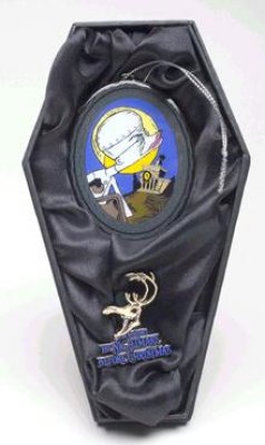 Dr. Finklestein Disney ornament, with an enameled Bonedeer pin (Nightmare Before Christmas)