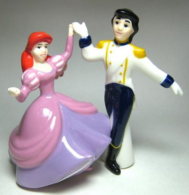 Ariel and Prince Eric dancing magnetized salt and pepper shaker set