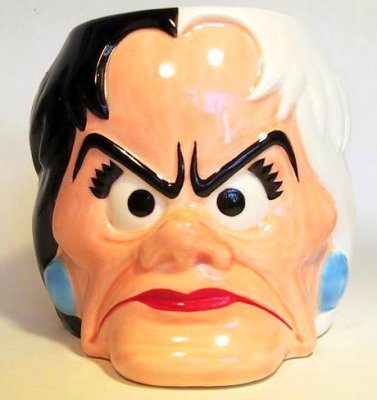 Cruella de Vil frowning coffee mug