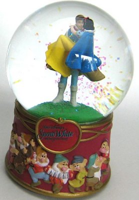 Snow White and Prince dancing musical snowglobe