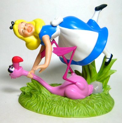 'Tickled Pink' - Alice and flamingo Disney figurine