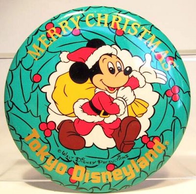 Santa Mickey Mouse Merry Christmas at Tokyo Disneyland button