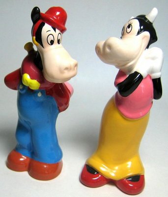 Horace Horsecollar and Clarabelle Cow St Valentine's Day salt and pepper shaker set