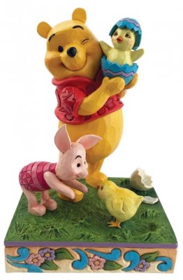 'A Spring Surprise' - Winnie the Pooh and Piglet with baby chicks figurine (Jim Shore Disney Traditions)