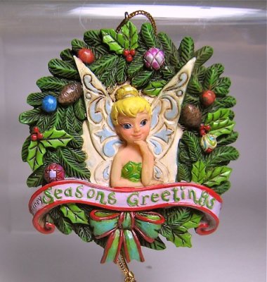 Tinker Bell 'Seasons Greetings' wreath ornament (Jim Shore Disney Traditions)