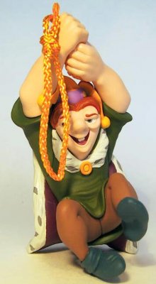 Quasimodo swinging from bell rope Disney ornament (Grolier)