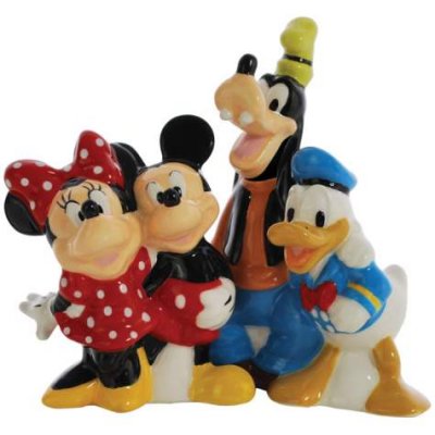 Mickey & Minnie Mouse with Donald Duck & Goofy magnetized salt and pepper shaker set
