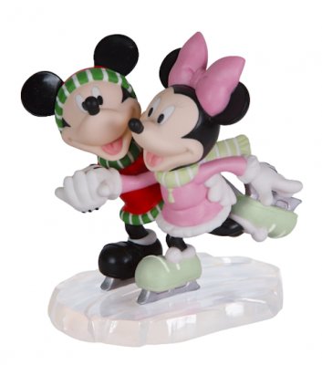 'Our love makes a lasting impression.' - Mickey & Minnie Mouse ice skating Disney figurine