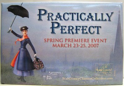 'Practically perfect' - Mary Poppins promotional button (WDCC)