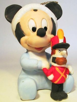 Baby Mickey Mouse with nutcracker doll ornament