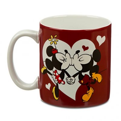 Minnie and Mickey Mouse smooching Disney coffee mug