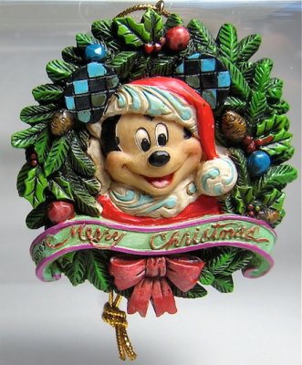 Mickey Mouse Merry Christmas Wreath Ornament Jim Shore Disney